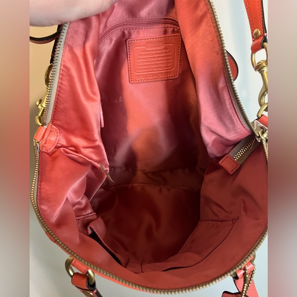 Coach Ashley Dotted Op Art Coral and Beige Tote Bag - Picture 9 of 12